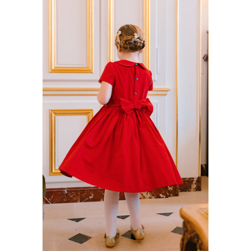 STELLA CORDUROY SMOCKED DRESS