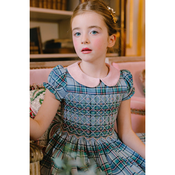 SHERAZADE PLAID SMOCKED DRESS