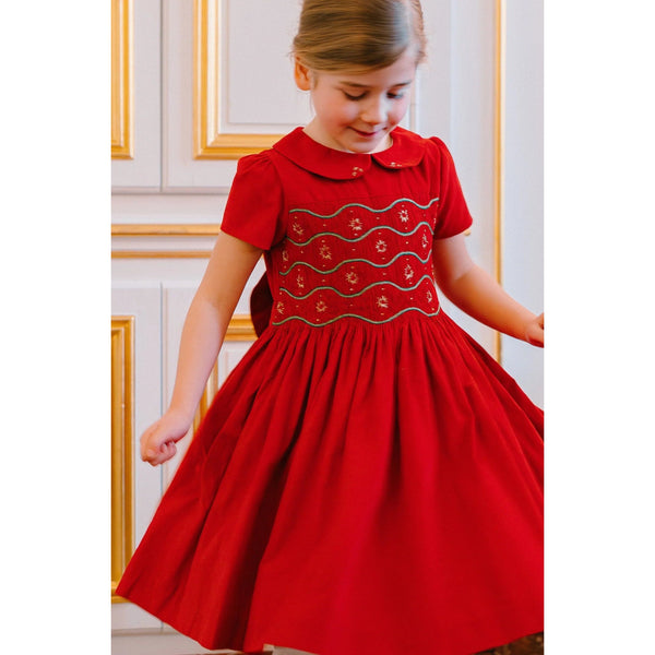 STELLA CORDUROY SMOCKED DRESS