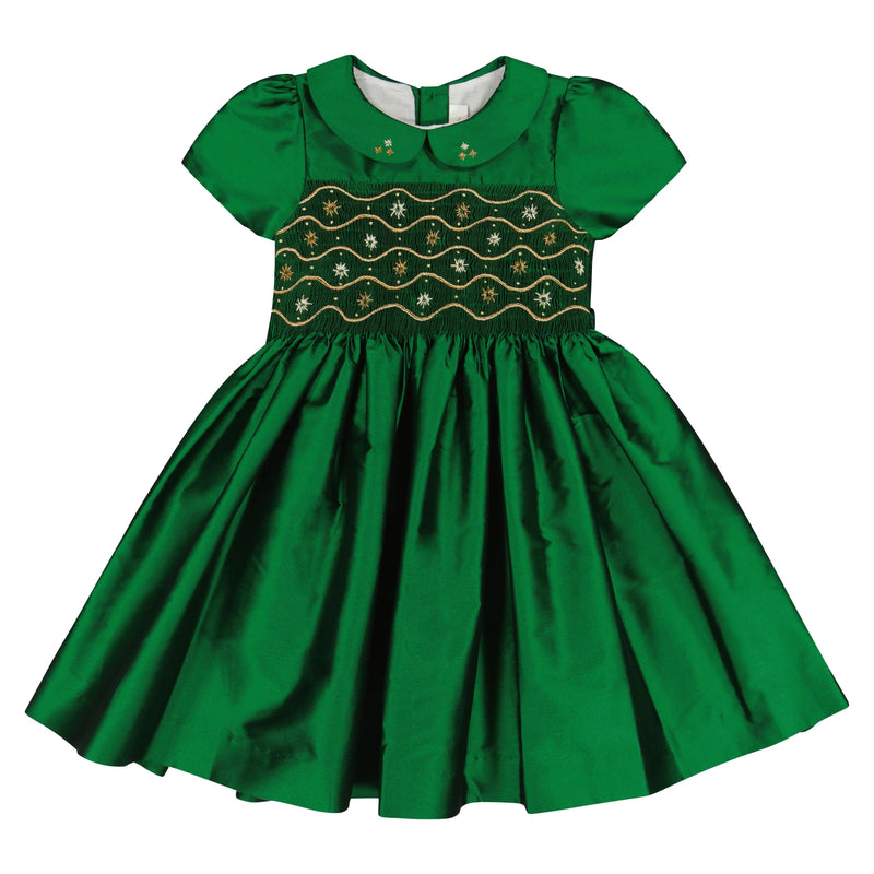 STELLA SILK SMOCKED DRESS