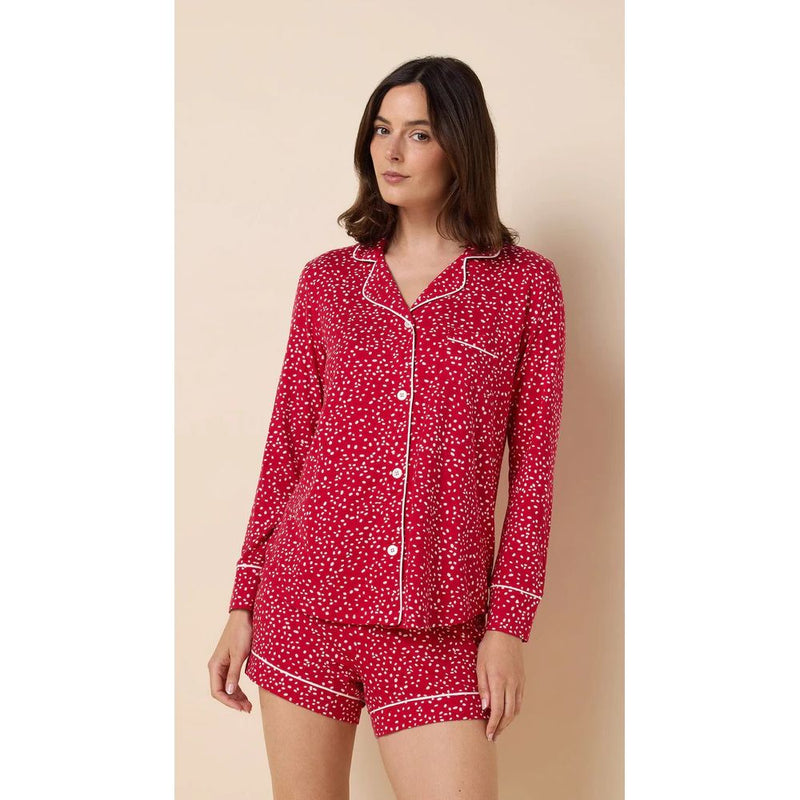 CONFETTI DOT RED LONG SLEEVE SHORT PJ