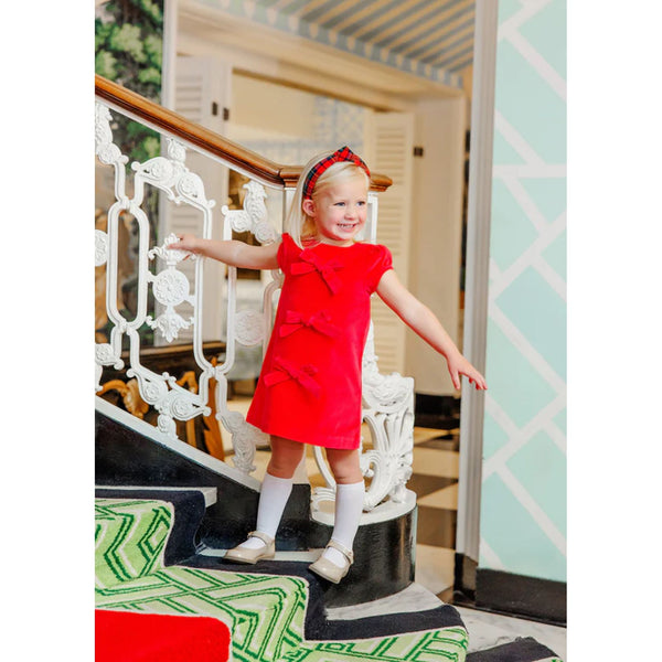 BETT'S BOW DRESS - - RED VELVETEEN