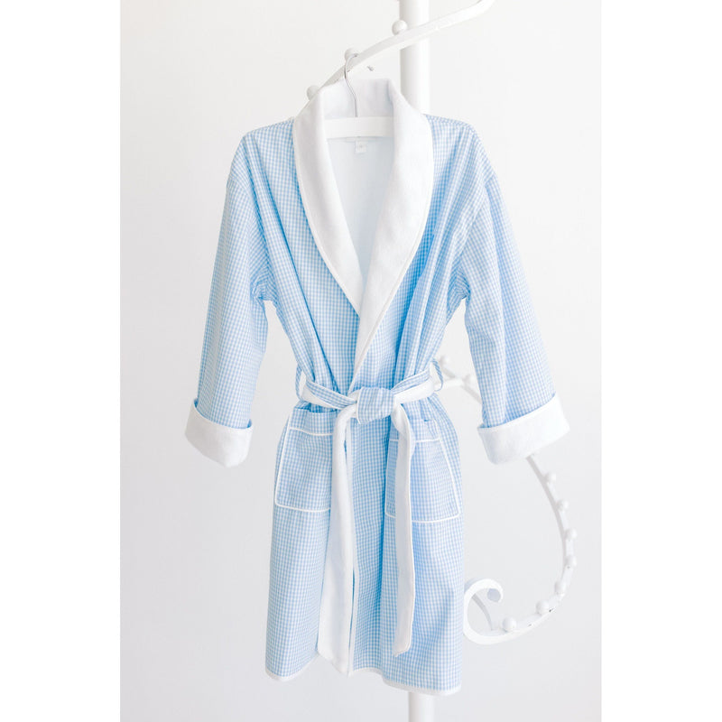 BLUE GINGHAM BATHROBE