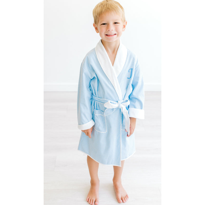 BLUE GINGHAM BATHROBE