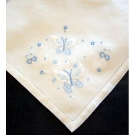 WHITE WITH COLORED BUTTERFLY HANKIE