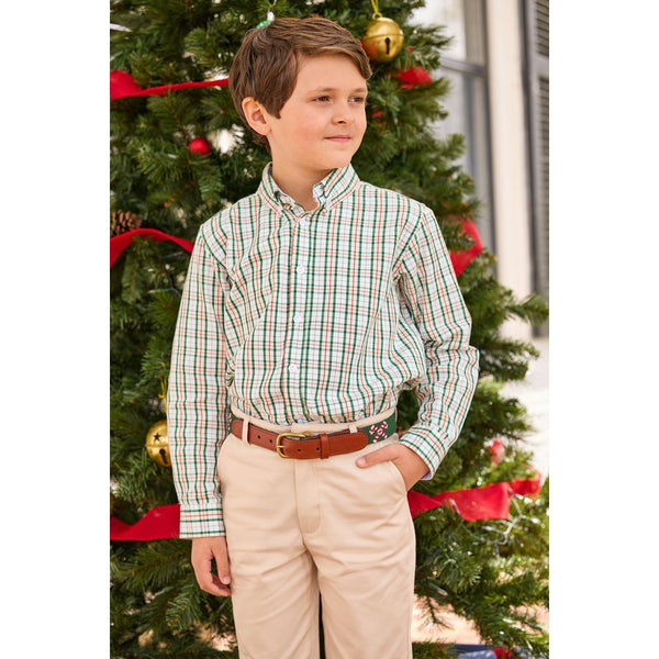 MISTLETOE TARTAN BUTTON DOWN