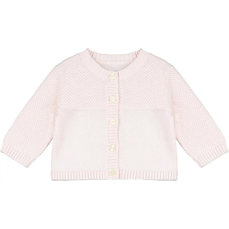 CYPRESS KNIT BABY CARDIGAN IN WHITE, BLUE, & PINK