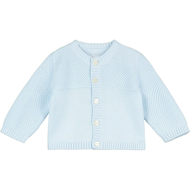 CYPRESS KNIT BABY CARDIGAN IN WHITE, BLUE, & PINK