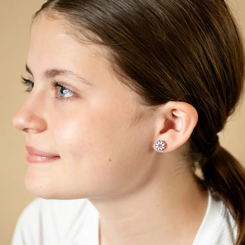 WHITE DAISY FLOWER EARRINGS