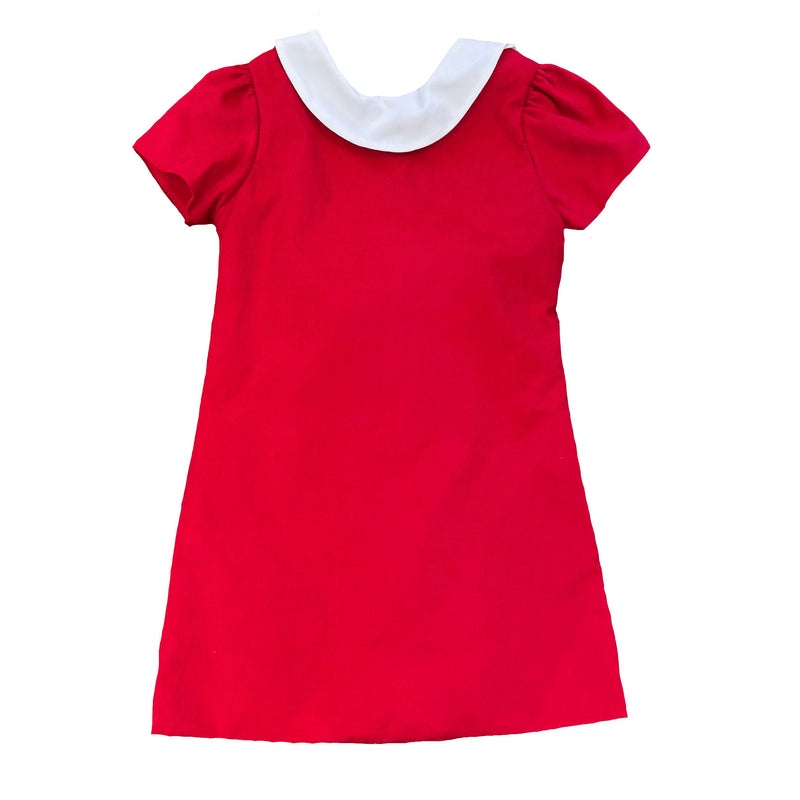 CORD ALINE DRESS  - - RED/IVORY