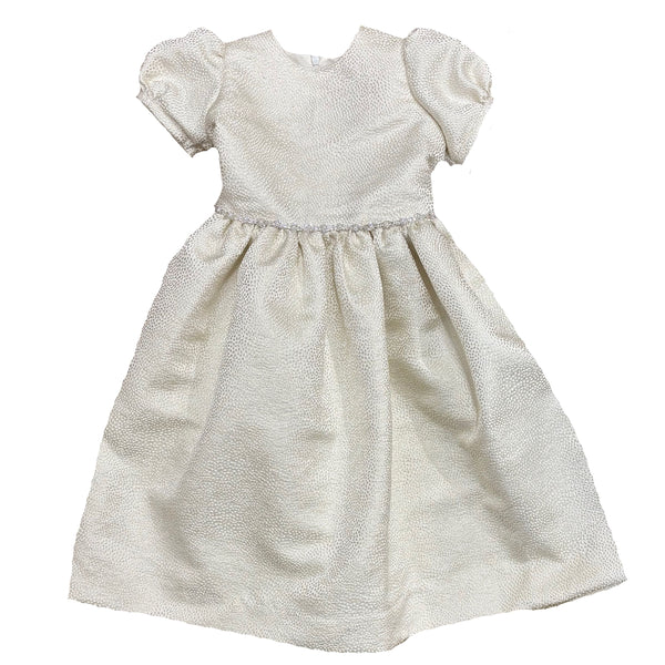 IVORY SPARKLE DRESS WITH TRIM