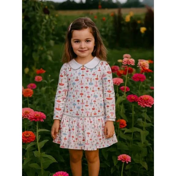 FALL MUSHROOMS DROP WAIST DRESS