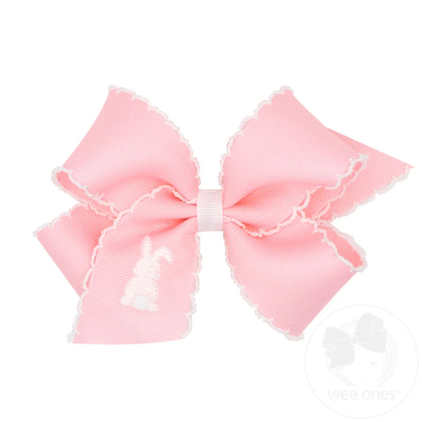 PINK MEDIUM BOW EMBROIDERED EASTER BUNNY