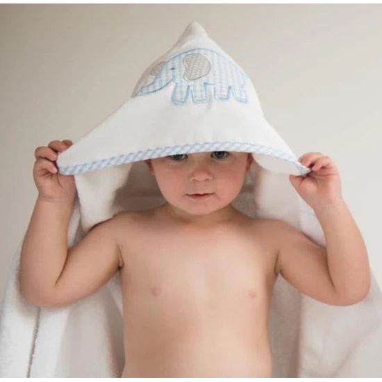 ELEPHANT HOODED TOWEL BLUE