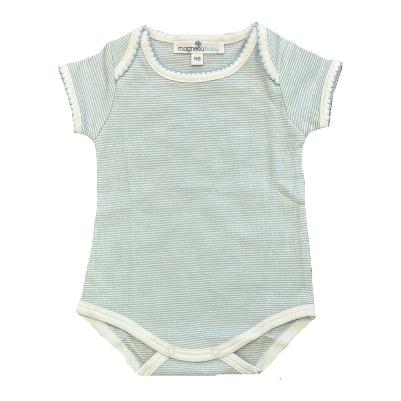 MINI STRIPES SHORT SLEEVE BODYSUIT BLUE