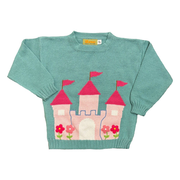 CASTLE WITH FLOWERS CREW SWEATER