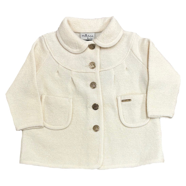 CREAM ROUND PLEATED YOKE COAT