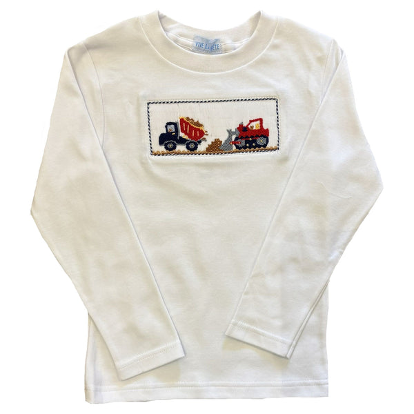 CONSTRUCTION SMOCKED LONGSLEEVE TEE