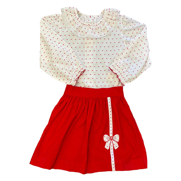 RED BOW SKIRT SET