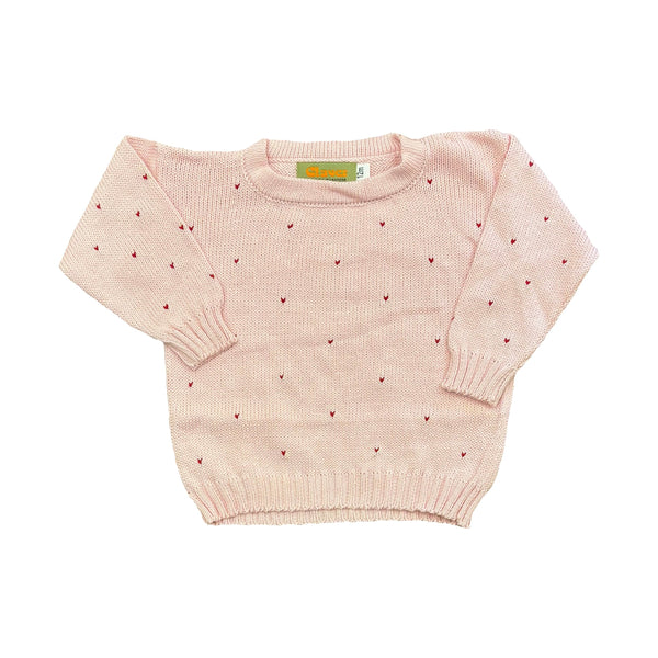 MINI HEARTS CREW SWEATER PNK