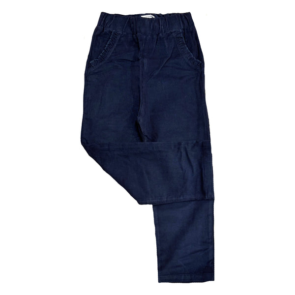 CORD STRAIGHT PANT WITH RUFFLE