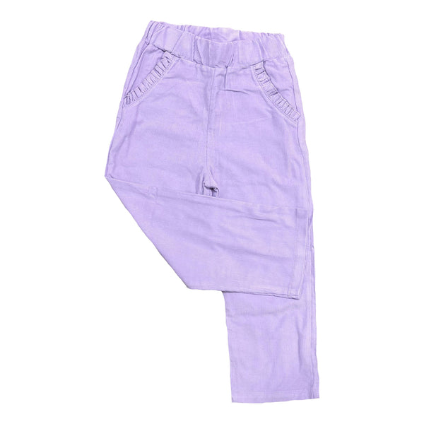 CORD STRAIGHT PANT WITH RUFFLE