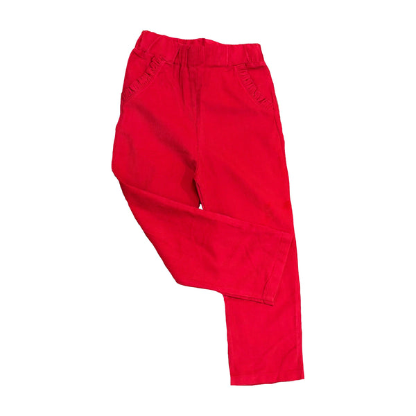 CORD STRAIGHT PANT WITH RUFFLE