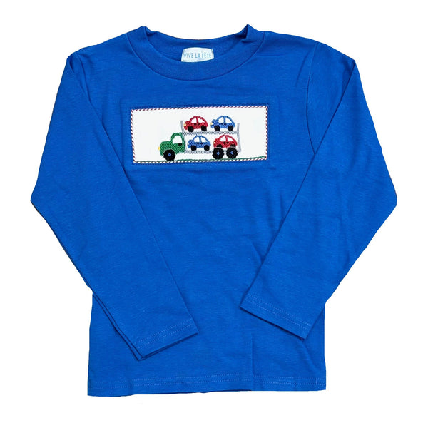 TRAILER CAR SMOCKED LONG SLEEVE TSHIRT