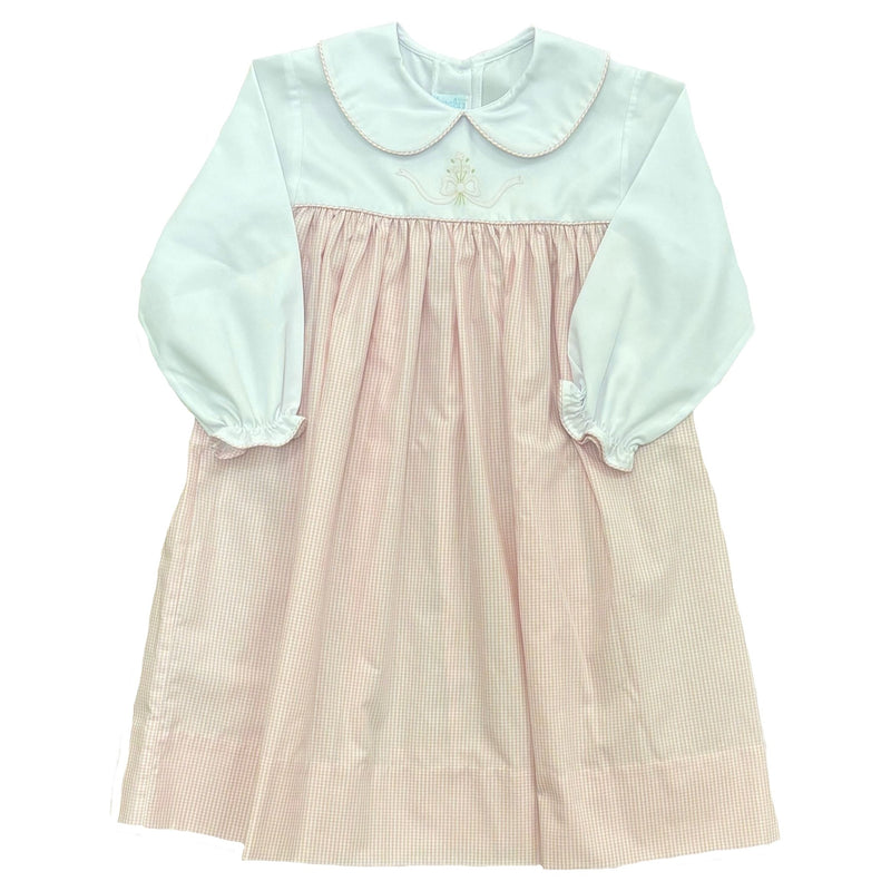 PINK CHECK BOW RIBBON DRESS