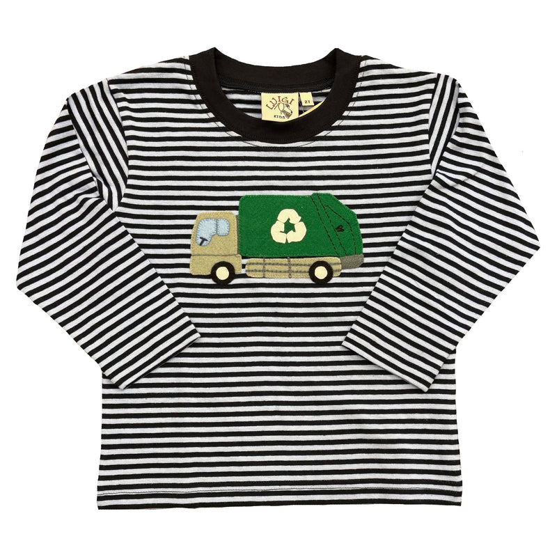 GARBAGE TRUCK LONG SLEEVE STRIPED TEE BLUE