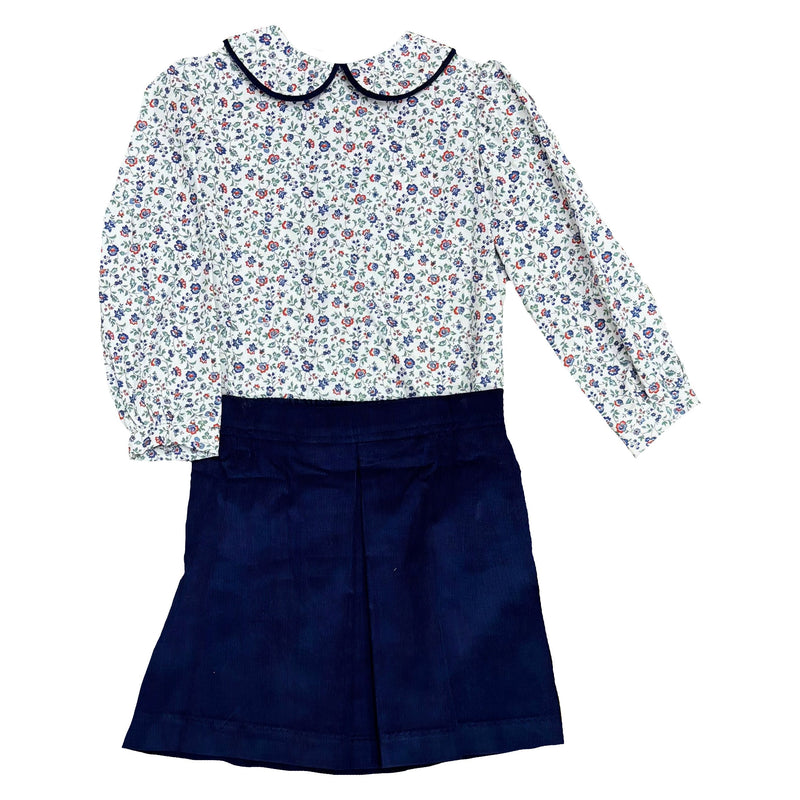 FLORAL BLOUSE WITH CORD SKIRT