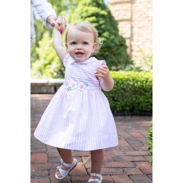 STRIPE DRESS WITH FLOWERS AND BLOOMER