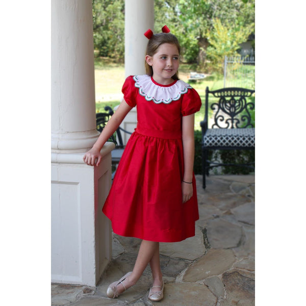 DRESS WITH HOLLY COLLAR RED