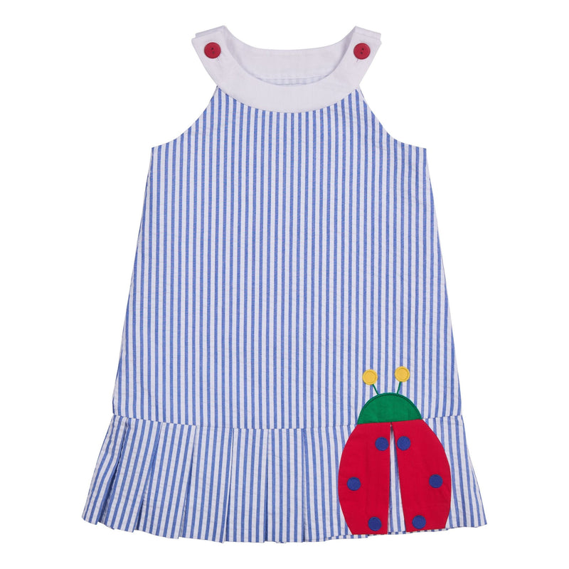 SEERSUCKER DRESS WITH LADYBUG