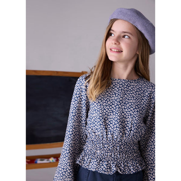 PRINTED NAVY LEOPARD TOP
