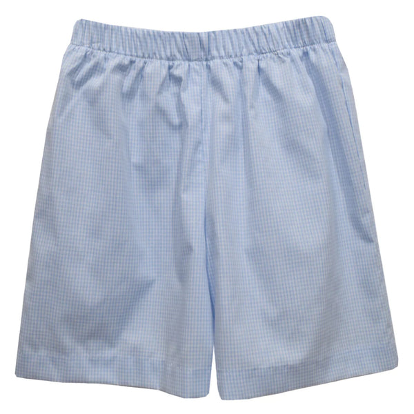 LIGHT BLUE GINGHAM PULL ON SHORT