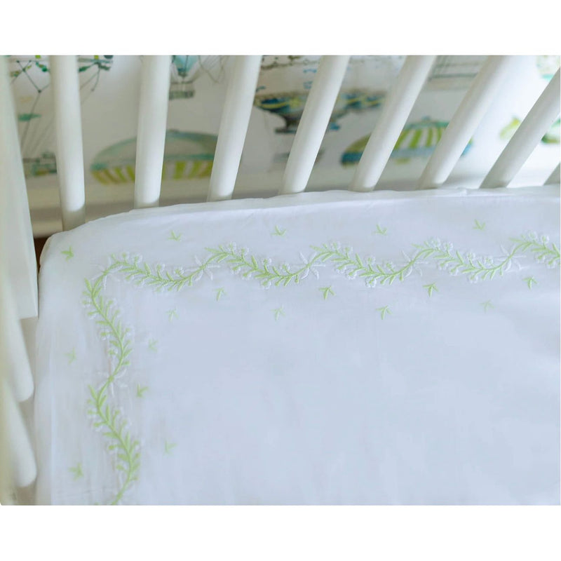 MEADOW EMBROIDERED CRIB SHEET