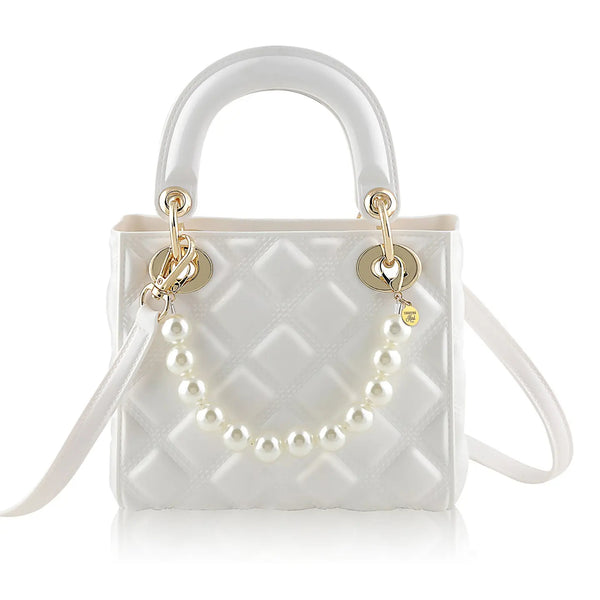PEARL QUILTED WHITE BAG