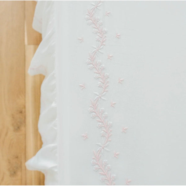 BLUSH EMBROIDERED CRIB SHEET