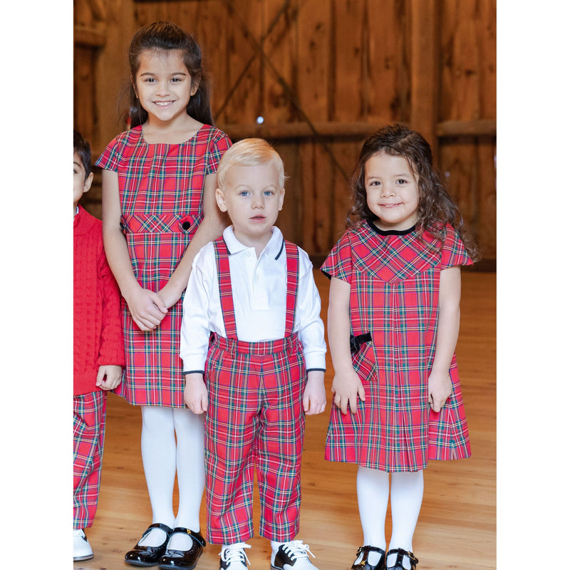 TARTAN PLAID DRESS WITH BUTTON TABS