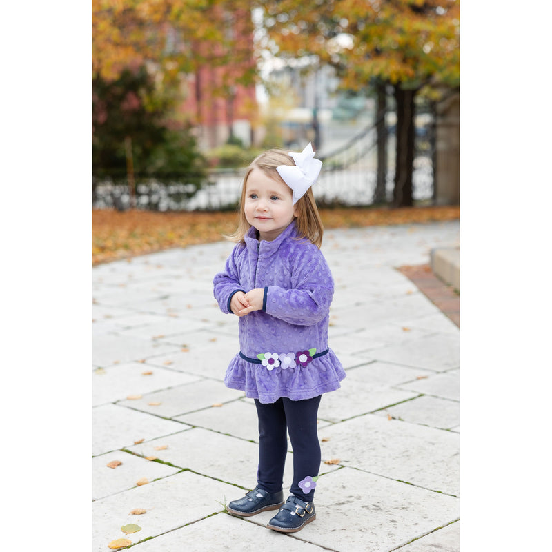 DIMPLE FLEECE TOP WITH FLOWERS