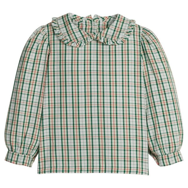 MISTLETOE TARTAN RUFFLED BLOUSE