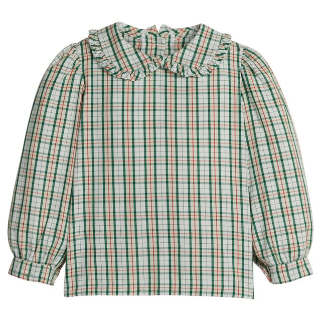 MISTLETOE TARTAN RUFFLED BLOUSE