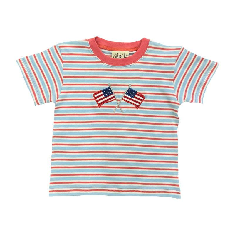 STRIPE TEE WITH FLAGS