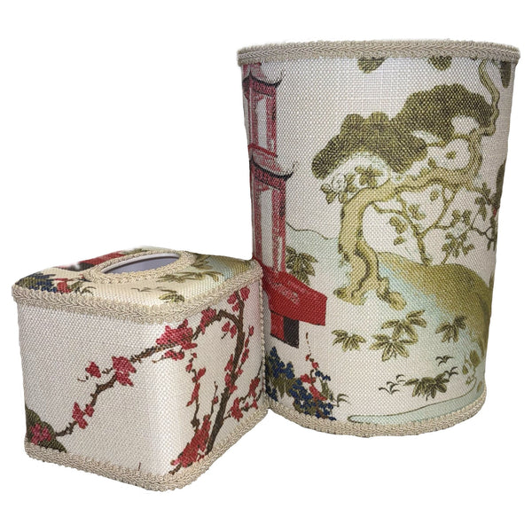 TEA HOUSE WASTEBASKET & TISSUE SET