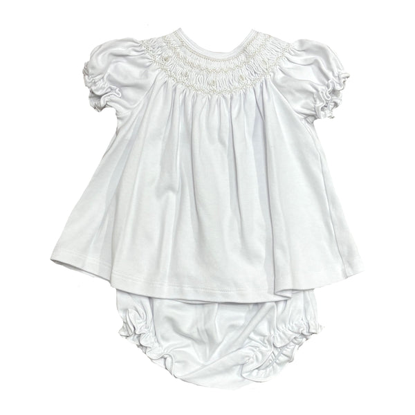 BISHOP SMOCKED KNIT DRESS