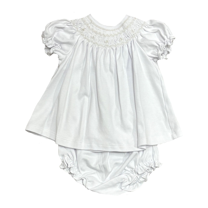 BISHOP SMOCKED KNIT DRESS