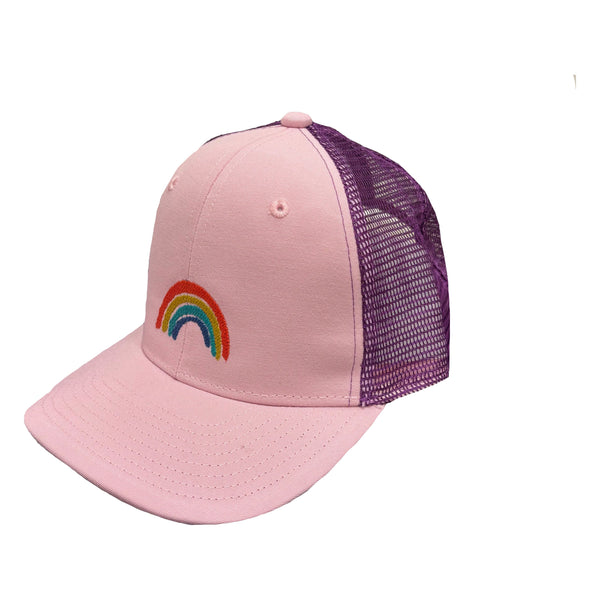 RAINBOW ON LIGHT PINK HAT