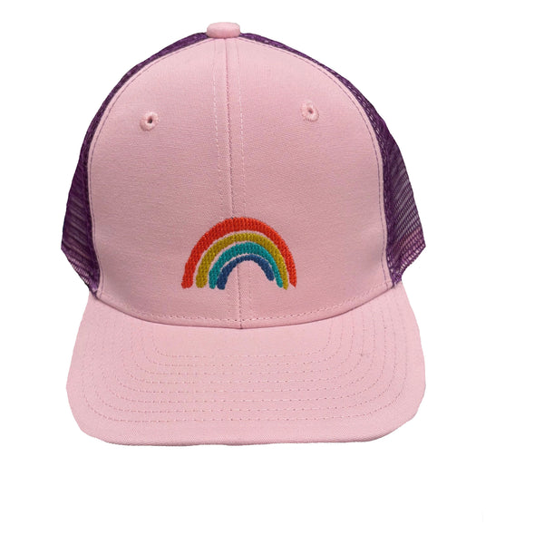 RAINBOW ON LIGHT PINK HAT