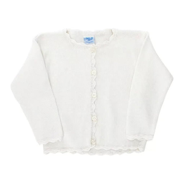 GIRLS WHITE CARDIGAN SWEATER